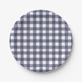 Simple navy gingham paper plates pappteller