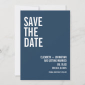 Simple Navy Typografy Wedding Foto Save The Date (Vorderseite)