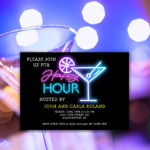 Simple Neon Martini Happy Hour Einladung