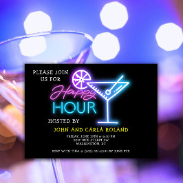 Simple Neon Martini Happy Hour Einladung