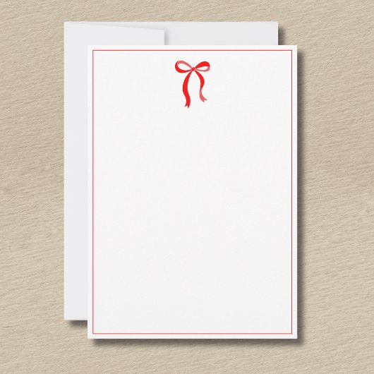 Simple Neon Red Bow Thin Border No text Mitteilungskarte