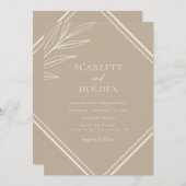 Simple Neutral and Cream Leaf Wedding Einladung (Vorne/Hinten)