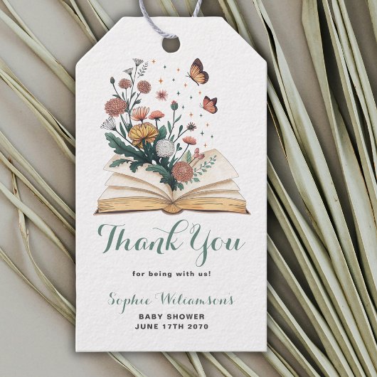 Simple New Chapter Storybook Flowers Baby Shower Geschenkanhänger