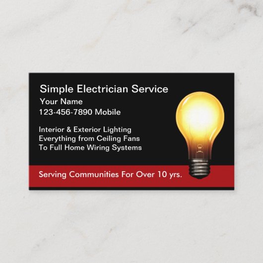 Simple New Electrician Service Business Cards Visitenkarte (Vorderseite)