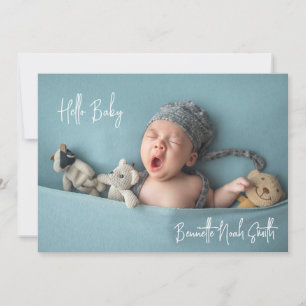 Simple Newborn Foto EleganHello Baby Birth Ankündigung