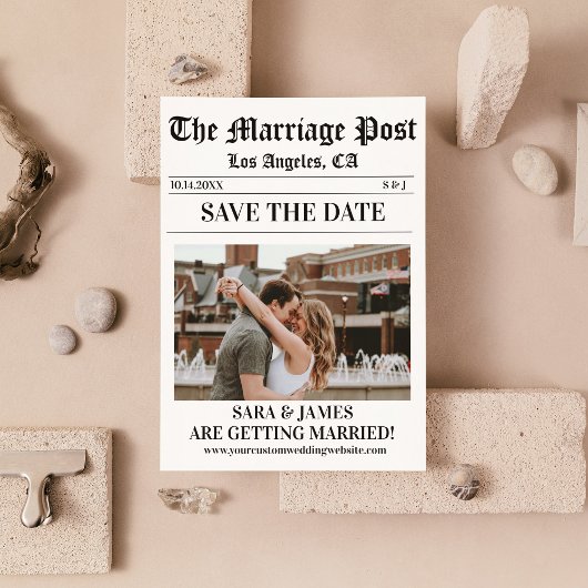 Simple Newspaper Custom Foto Save the Date Einladung