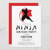 Simple Ninja Birthday Party Einladung (Vorne/Hinten)