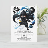 Simple Ninja Martial Arts Geburtstag Einladung (Stehend Vorderseite)