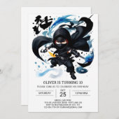 Simple Ninja Martial Arts Geburtstag Einladung (Vorne/Hinten)