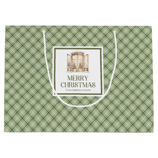 Simple Nordic Christmas Gift Bag Minimal Script Große Geschenktüte (Vorderseite)