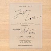 Simple Nothing Extravagant Elopement Empfang Acryleinladungen (Vorderseite)