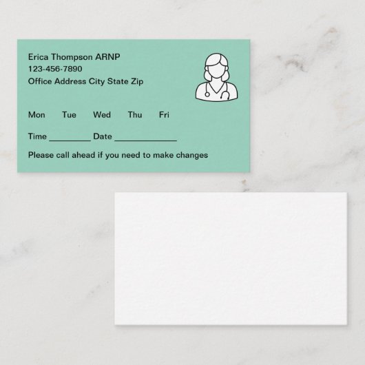 Simple Nurse Practitioner Appointment Cards Terminkarte (Vorne/Hinten)