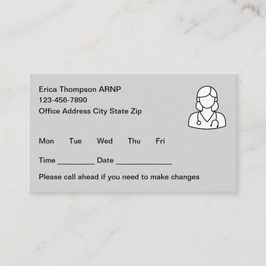 Simple Nurse Practitioner Appointment Cards Terminkarte (Vorderseite)