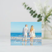 Simple Ocean Beach Couple Liebe und Danke Postkarte (Stehend Vorderseite)