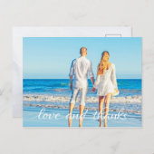 Simple Ocean Beach Couple Liebe und Danke Postkarte (Vorne/Hinten)