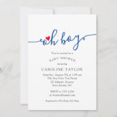 Simple Oh Boy Red Blue 4. Juli Baby Dusche Einladung (Vorderseite)