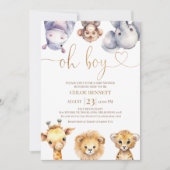 Simple Oh Boy Safari Animals Baby Dusche Einladung (Vorderseite)