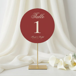 Simple Old Money Bold Red Wedding Table Numbers Feiertagskarte