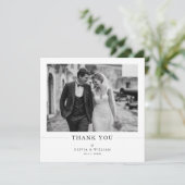 Simple Old Money Elegant Photo Wedding Square Dankeskarte (Stehend Vorderseite)