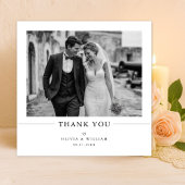 Simple Old Money Elegant Photo Wedding Square Dankeskarte