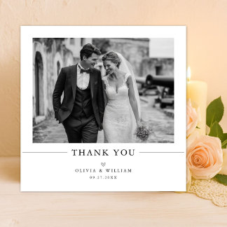 Simple Old Money Elegant Photo Wedding Square Dankeskarte