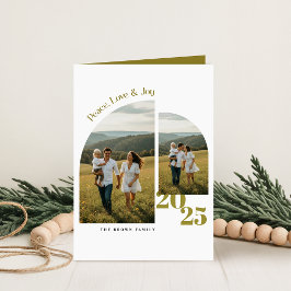Simple Olive Green Arch Family Photo Christmas Feiertagskarte