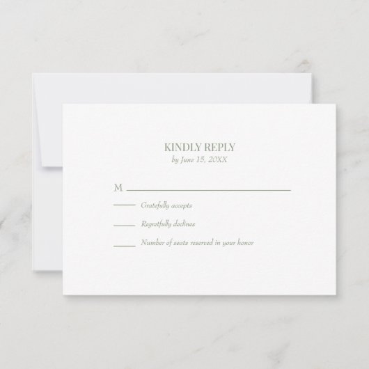 Simple Olive Green Custom Photo Wedding RSVP Card (Vorderseite)