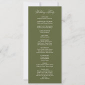 Simple Olive Green Wedding Flat Program Einladung (Rückseite)