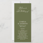Simple Olive Green Wedding Flat Program Einladung (Vorderseite)