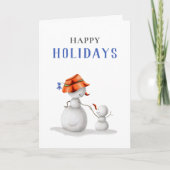 Simple Oma Snowman Happy Holidays Karte (Vorderseite)
