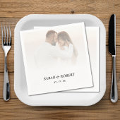 Simple Ombre White Photo Wedding Serviette