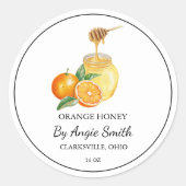 Simple Orange Infused Honey Label Runder Aufkleber (Vorderseite)