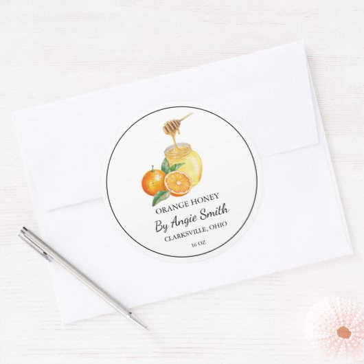 Simple Orange Infused Honey Label Runder Aufkleber (Umschlag)