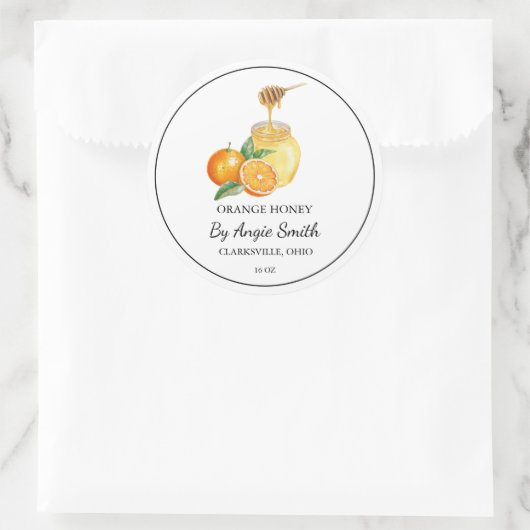 Simple Orange Infused Honey Label Runder Aufkleber (Tasche)
