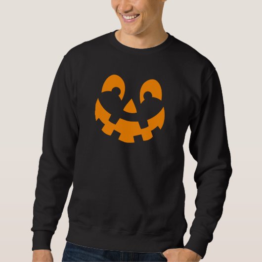 Simple Orange Pumpkin Face Silhouette Halloween Sweatshirt (Vorderseite)