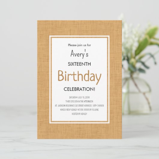 Simple Orange Textured Birthday Einladung (Stehend Vorderseite)