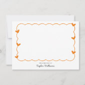 Simple Orange Wavy Border Heart Stationery Mitteilungskarte (Vorderseite)