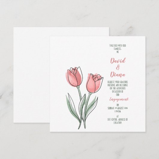 simple orange Wedding invitation (Vorne/Hinten)