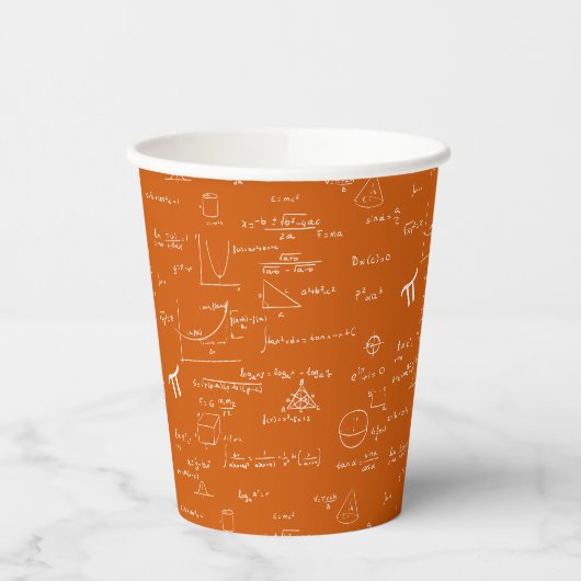 Simple Orange White Math Pattern Pappbecher (Links)