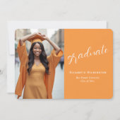 Simple Orange White Photo Graduation Ankündigung (Vorderseite)