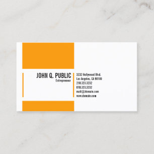 Simple Orange White Visitenkarte
