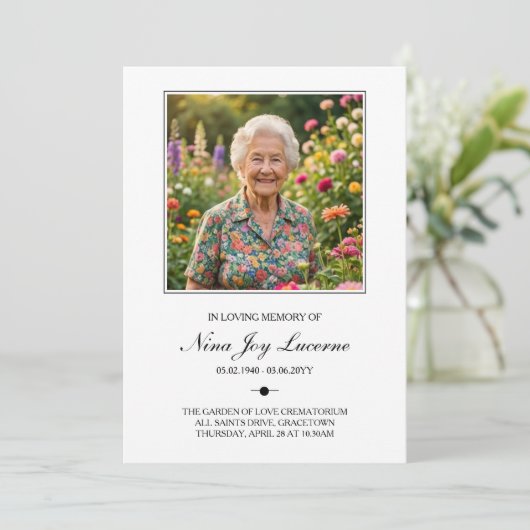 Simple Order of Service Photo Funeral Program Einladung (Stehend Vorderseite)