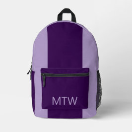 Simple Pale Purple and Dark Purple Monogram Bedruckter Rucksack
