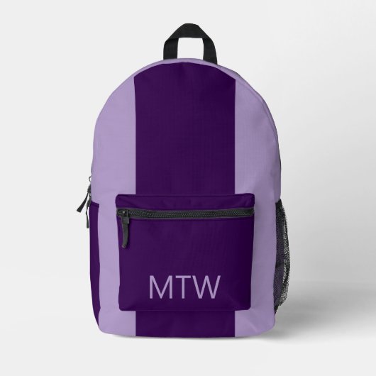 Simple Pale Purple and Dark Purple Monogram Bedruckter Rucksack (Vorderseite)