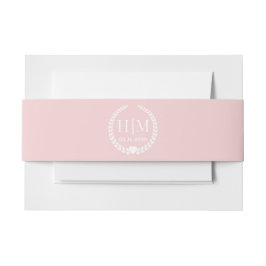 Simple Pale Rose Pink Monogram Invitation Einladungsbanderole