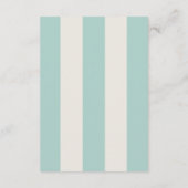 Simple Pale Teal Cabana Stripes Wedding Details Begleitkarte (Rückseite)