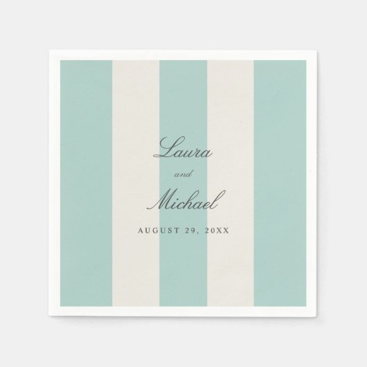 Simple Pale Teal Cabana Stripes Wedding Serviette (Vorderseite)