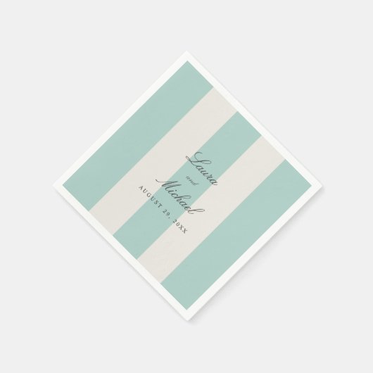 Simple Pale Teal Cabana Stripes Wedding Serviette (Ecke)