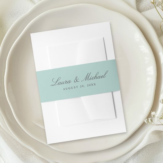 Simple Pale Teal Personalized Wedding Einladungsbanderole