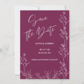 Simple Pansy Purple script wedding  save the date (Vorderseite)